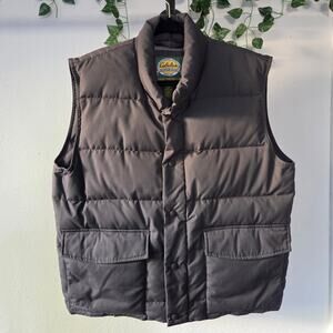 Cabela's Premier Goose Down Puffer Vest Mens Large Gray Fleece Lined 550 Fill
